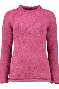 ARAN Pullover pink aus Donegal- Tweedgarn
