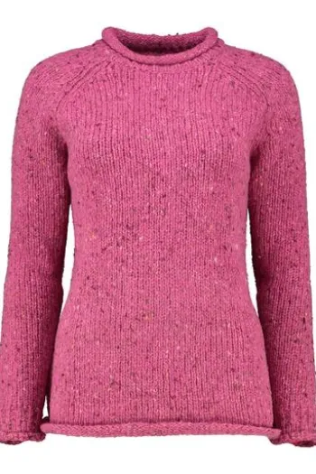 ARAN Pullover pink aus Donegal- Tweedgarn