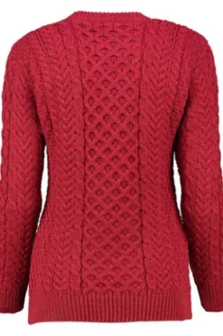 ARAN Pullover rot im typischen Irland Strick