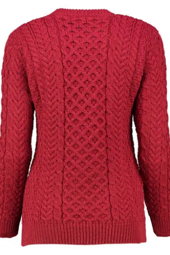ARAN Pullover rot im typischen Irland Strick