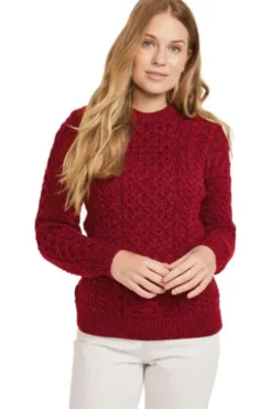 ARAN Pullover rot im typischen Irland Strick