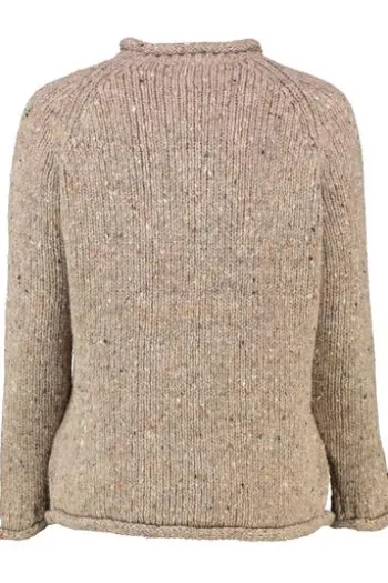 ARAN Pullover taupe aus Donegal-Tweedgarn