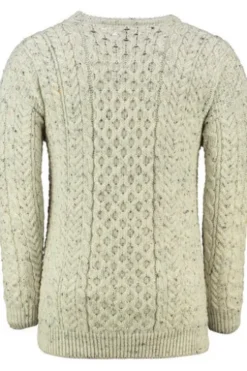 ARAN Rundhals Pullover beige Merinowolle