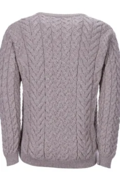 ARAN Rundhals Pullover beige Merinowolle Supersoft