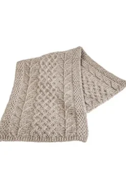 ARAN Schal beige Merinowolle Supersoft