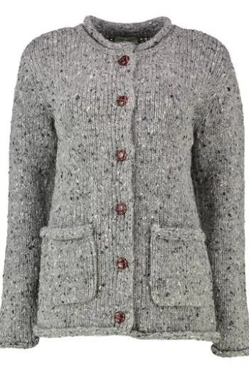 ARAN Strickjacke grau aus Donegal-Tweedgarn