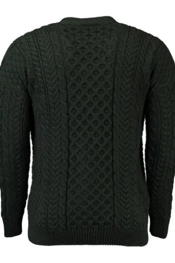 ARAN Strickjacke grün Merino-Wolle