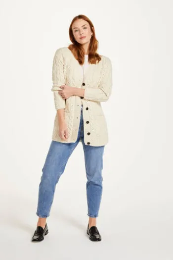ARAN Strickjacke natur im typischen Irland Aran Strick