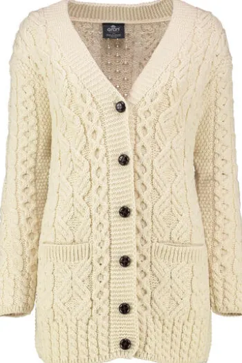 ARAN Strickjacke natur im typischen Irland Aran Strick