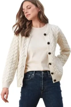 ARAN Strickjacke natur im typischen Irland Aran Strick