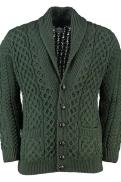 ARAN Strickjacke oliv