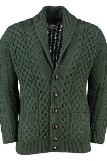 ARAN Strickjacke oliv