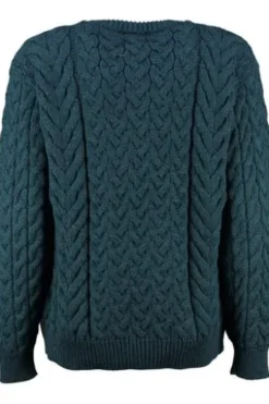 ARAN Strickjacke Petrol im typischen Irland Aran Strick
