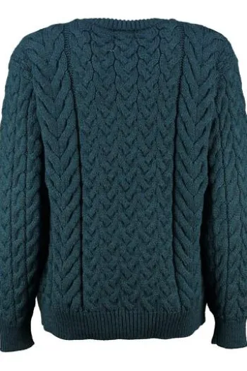 ARAN Strickjacke Petrol im typischen Irland Aran Strick