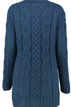 ARAN Strickjacke petrol im typischen Irland Aran Strick