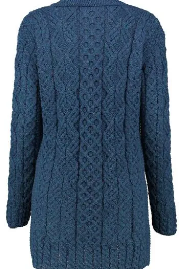 ARAN Strickjacke petrol im typischen Irland Aran Strick