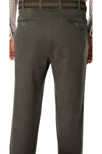 AUBI Bundfalten-Jeans oliv