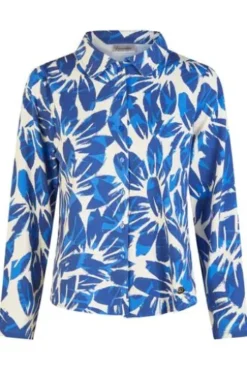 BARBARA LEBEK Jersey-Bluse ocean blue gemustert Langarm