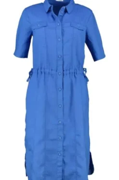 BARBARA LEBEK Leinen-Kleid ocean blue Kurzarm