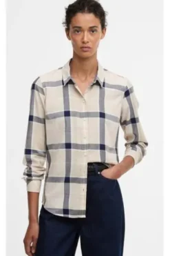 BARBOUR Bluse Bredon Check cherry blossom tartan-rosa kariert Langarm