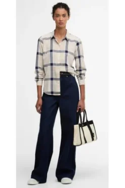 BARBOUR Bluse Bredon Check cherry blossom tartan-rosa kariert Langarm