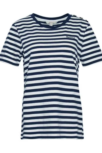 BARBOUR Shirt Ferryside Top Navy gestreift Kurzarm