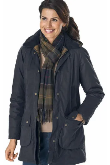 BARBOUR Wachsjacke Bower navy mit klassischem Cord-Kragen