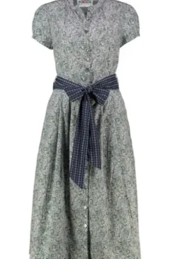 BERWIN Kleid blau geblümt in edler Natur-Qualität