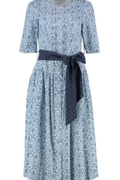 BERWIN Kleid blau gemustert Kurzarm
