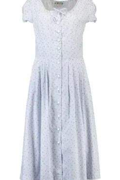 BERWIN Kleid hellblau gestreift mit kleinem Steublümchen Dessin