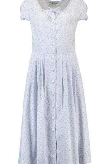 BERWIN Kleid hellblau gestreift mit kleinem Steublümchen Dessin