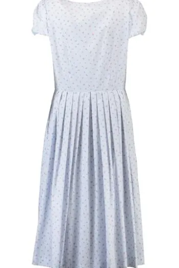BERWIN Kleid hellblau gestreift mit kleinem Steublümchen Dessin