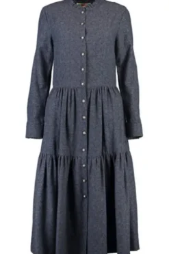 BERWIN Kleid marine mit edlem Ornamentdruck