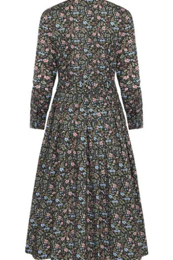 BERWIN Kleid olivgrün geblümt