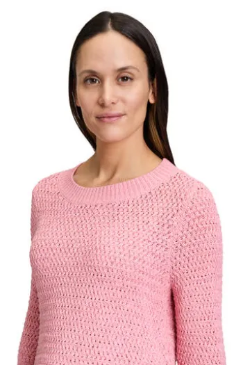 BETTY BARCLAY Bändchengarn-Pullover flamingo pink 3/4-Arm