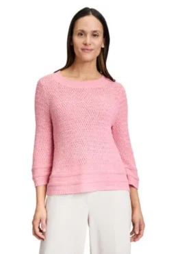 BETTY BARCLAY Bändchengarn-Pullover flamingo pink 3/4-Arm