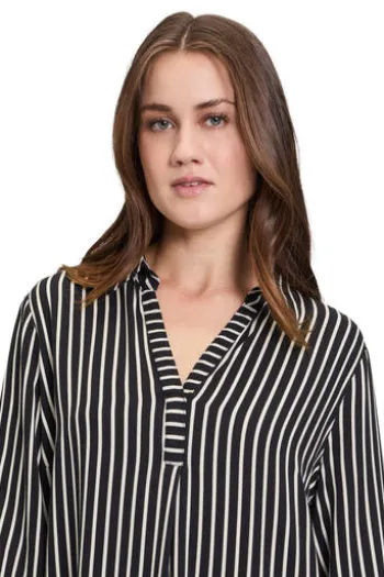 BETTY BARCLAY Hemdbluse schwarz/beige