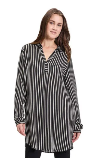 BETTY BARCLAY Hemdbluse schwarz/beige