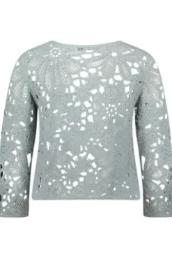 BETTY BARCLAY Pullover mint 3/4-Arm im floralen Ajourstrick