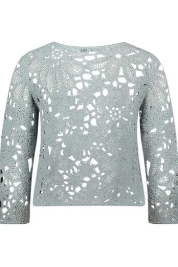 BETTY BARCLAY Pullover mint 3/4-Arm im floralen Ajourstrick