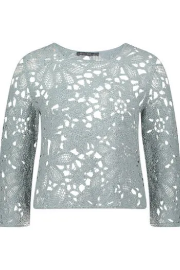 BETTY BARCLAY Pullover mint 3/4-Arm im floralen Ajourstrick