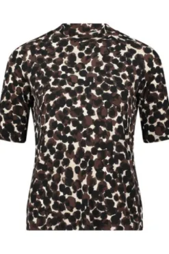 BETTY BARCLAY Shirt brown/beige gepunktet Kurzarm