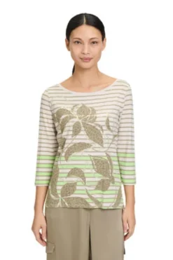 BETTY BARCLAY Shirt Khaki gestreift 3/4-Arm