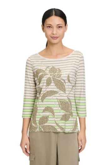 BETTY BARCLAY Shirt Khaki gestreift 3/4-Arm