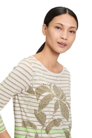 BETTY BARCLAY Shirt Khaki gestreift 3/4-Arm