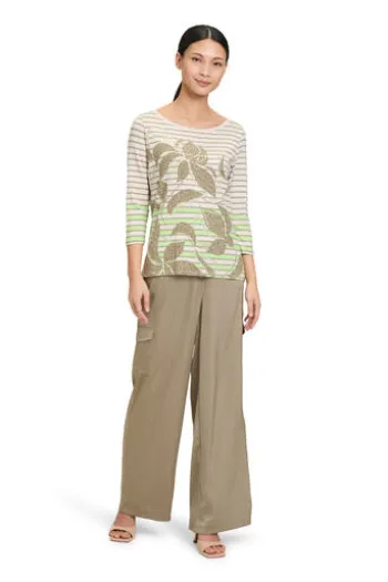 BETTY BARCLAY Shirt Khaki gestreift 3/4-Arm