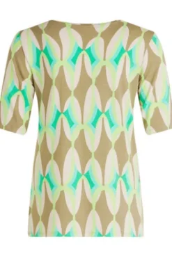 BETTY BARCLAY Shirt Khaki/Grün gemustert Kurzarm