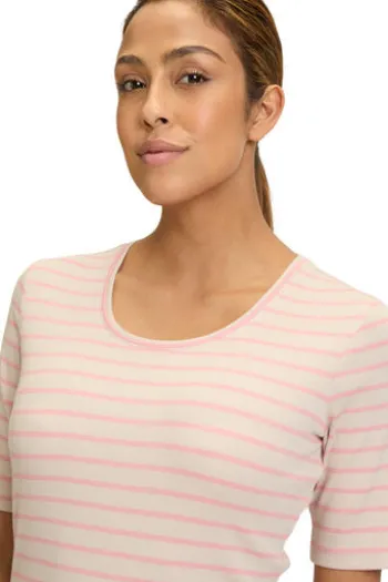 BETTY BARCLAY Shirt nature/rosé gestreift Kurzarm