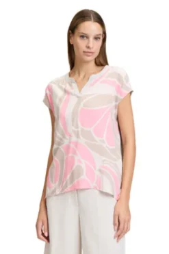 BETTY BARCLAY Shirt nature/rosé gemustert Kurzarm