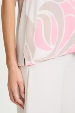 BETTY BARCLAY Shirt nature/rosé gemustert Kurzarm